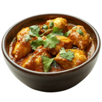 chicken curry in a bowl with cilantro on a transparent background png