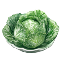 a cabbage in a bowl on a transparent background png