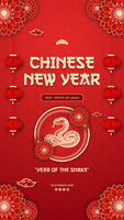 Gradient Chinese New Year Social Media Story Template Design in Red Background psd