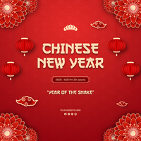Gradient Chinese New Year Social Media Post Template Design in Red Background psd