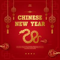 Gradient Chinese new year background social media post template design psd