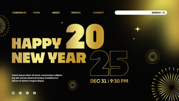 Gradient Happy New Year 2025 Landing Page Template Design psd