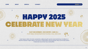 Happy New Year 2025 Landing Page Template Design With Firework Ornament psd