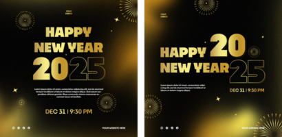 Gradient Happy New Year 2025 Social Media Post Template Design Set Collection psd