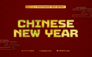 Chinese New Year 3D Gradient Gold Editable Text Effect psd
