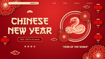 Gradient Chinese New Year Landing Page Template Design in Red Background psd