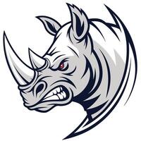 an angry rhino head with a red mouth vector