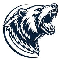 a bear head with its mouth open and its teeth showing vector
