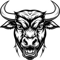 an angry bull head with horns on a white background vector