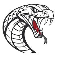 a cobra head with its mouth open and its fangs showing vector
