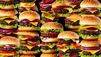 Delicious Stack of Burgers photo