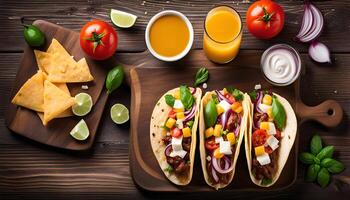 Delicious Mexican Tacos with Toppings photo