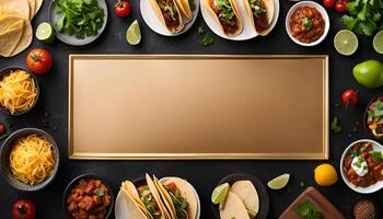 Mexican Food Flatlay with Gold Frame photo