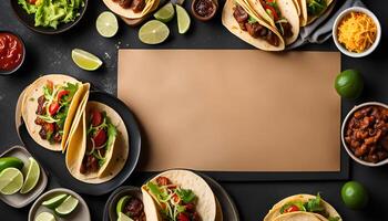 Tacos on a Black Background with Copy Space photo
