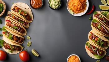 Delicious Tacos with Toppings and Sides photo