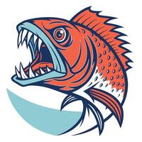 an angry redfish with its mouth open vector