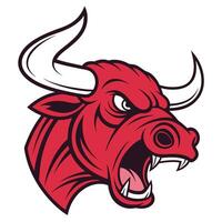 the head of a red bull is shown on a white background vector