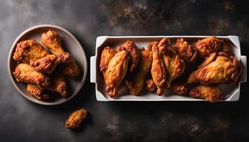 Crispy Fried Chicken Wings on White Plate photo