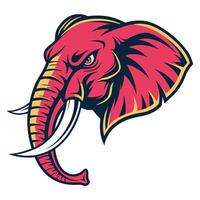 an elephant head with tusks and a red and yellow color vector