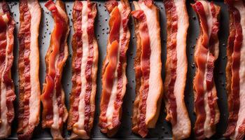 Crispy Bacon Strips on a Baking Sheet photo