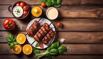 Grilled Bacon Wrapped Skewers with Citrus and Herbs photo