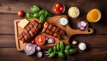 Bacon Wrapped Chicken Skewers with Ingredients photo