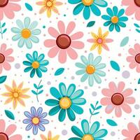 seamless pattern with colorful flowers on a white background vector