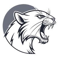 a black and white image of a panther head vector