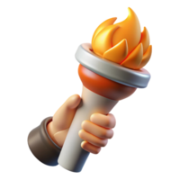 3D Render of a Hand Holding a Burning Torch png