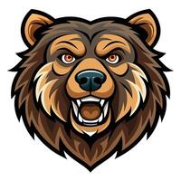 a bear head with an angry expression vector