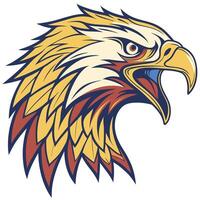 an eagle head with a beak and feathers vector