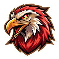 an eagle head with a red and white feather vector