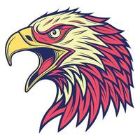an eagle head with a red and blue background vector