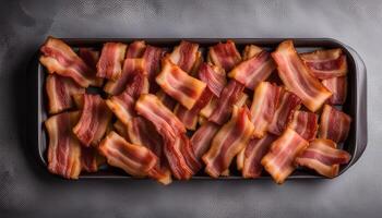 Crispy Bacon Strips in a Tray photo