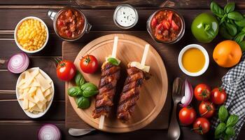 Grilled Bacon Wrapped Skewers with Toppings photo