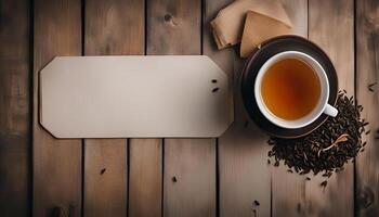 A Cup of Tea on a Wooden Surface photo