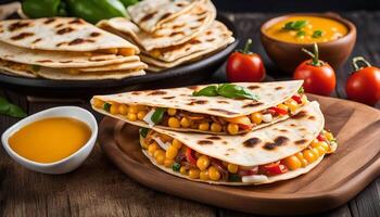 Mexican Quesadillas With Corn Filling and Sauce photo
