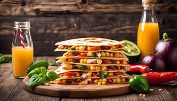 Delicious Quesadillas with corn and vegetables photo