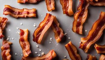 Crispy Bacon on a Grey Surface photo