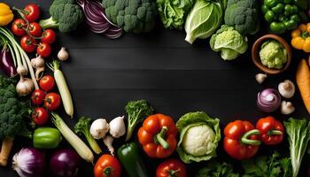 Fresh Vegetables on a Black Background photo