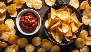 Crispy Tortilla Chips with Spicy Salsa photo