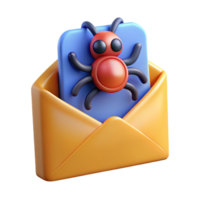 3D Render of a Bug in an Email Envelope png
