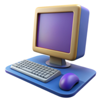Cartoon 3D Render of a Retro Desktop Computer png