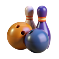 3D Render of Bowling Balls and Pins Fun, Colorful png