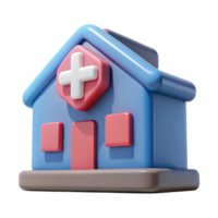 3D Render of a Cute Cartoon Hospital Building Icon png