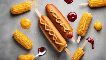 Corn Dogs and Corn on a Stick A Playful Food Photo