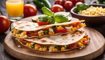 Delicious Quesadillas with Corn, Tomato, and Cheese photo
