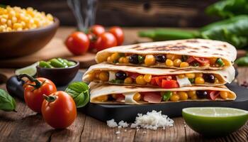 Delicious Quesadillas with Corn, Tomatoes, and Cheese photo