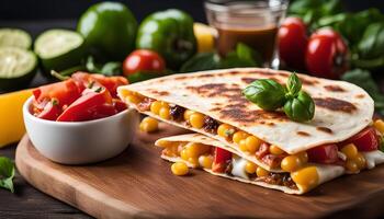 Delicious Quesadilla with Corn and Tomato Filling photo