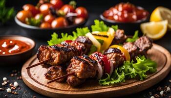 Grilled Meat Skewers with Vegetables photo